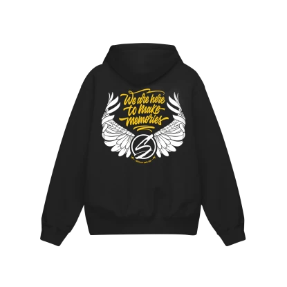 Худі оверсайз «We Are Here To Make Me Memories» Carbon Black/Yellow, р.S