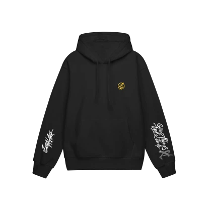 Худі оверсайз «We Are Here To Make Me Memories» Carbon Black/Yellow, р.S